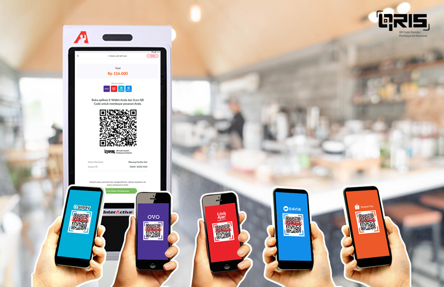 Bayar Nontunai Wajib Pakai QRIS, InterActive Pay, Cashless Society, pembayaran semua ewallet dengan satu QR Code